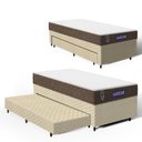 Ver imagem 1 de Cama Box + Colchão Gazin de Molas Ensacadas One Face Air Light + Auxiliar de Espuma Solteiro 88 cm