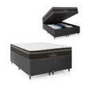 Ver imagem 1 de Cama Box Baú Casal Bipartido + Colchão Paris Molas Ensacadas Pocket - 66x138x188cm - Couro
