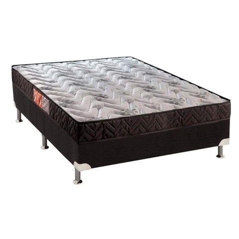 Cama Box Casal: Colchão Espuma Paropas D23 Pasquale + Base Unviersal Suede Black CRC(138x188)