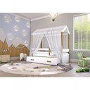 Ver imagem 2 de Cama Montessori Cabana Com Auxiliar Solteiro E Dossel Branco