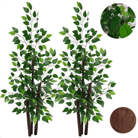 Kit 2 Ficus Verde Artificial Figueira Grande sem Vaso Decoração