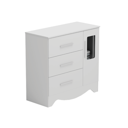 Cômoda Infantil Popy Retrô Peroba Branco 3 Gavetas 1 Porta - 2