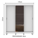 Ver imagem 4 de Guarda Roupa Casal Madesa Lyon 3 Portas de Correr com Espelho 2 Gavetas com Pés - Branco