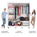 Ver imagem 5 de Guarda Roupa Casal Madesa Lyon 3 Portas de Correr com Espelho 2 Gavetas com Pés - Branco