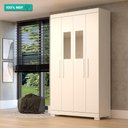 Ver imagem 2 de Guarda Roupa Solteiro 4 Portas 100% Mdf com Espelho Lana Acp Móveis Branco