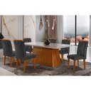 Ver imagem 1 de Conjunto: Mesa Sala Jantar Luna Tampo Madeirado C/ Vidro Canto Reto 180x90 e 6 Cadeiras Amsterdã