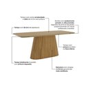 Ver imagem 2 de Mesa de Sala Jantar Olivia Sc117 C/ Tampo Madeirado C/ Vidro Curvo 160x90cm Nature - Henn