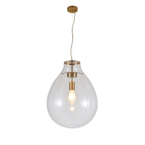 Pendente Metal Bronze Vidro Transparente 50cm 1e27 Paris Luz