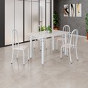 Ver imagem 1 de Conjunto de Mesa Tubular 120cm x 75cm Tampo em Vidro com 4 Cadeiras Iris B Branco/Bege