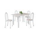 Ver imagem 2 de Conjunto de Mesa Tubular 120cm x 75cm Tampo em Vidro com 4 Cadeiras Iris B Branco/Bege