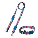 Ver imagem 6 de Coleira Ajustável e Guia para Cães Raios e Listras Azul - P