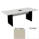 Ver imagem 1 de Mesa de Reunião Retangular 200x90cm Pé Painel Pe25 em MDP Cor Nogueira Casablanca e Base