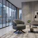 Ver imagem 2 de Poltrona Decorativa Chair Bouclé Cinza Escuro Premium Giratória Sala Dekorien