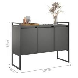 Aparador Buffet Industrial Turquia Preto Onix - 2