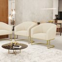 Ver imagem 1 de Cadeira Sala de Jantar Base Industrial Dourado Kit 2 Stella Veludo D03 - D’Rossi