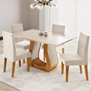 Ver imagem 1 de Conjunto Sala de Jantar 4 Lugares Retangular 120x80cm Palina Bege/Mel/Blonde