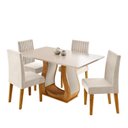 Ver imagem 2 de Conjunto Sala de Jantar 4 Lugares Retangular 120x80cm Palina Bege/Mel/Blonde