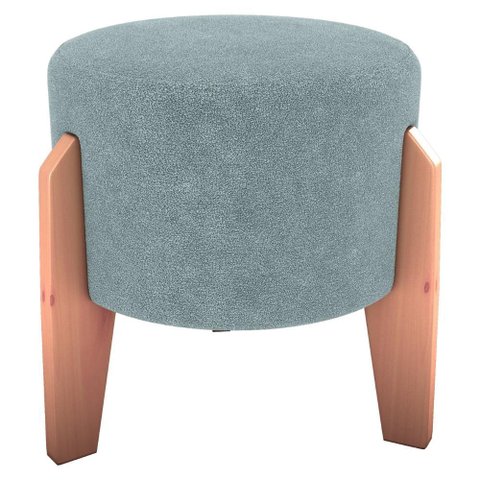 Puff Decorativo para Sala Luxo 44x44 Cm Boucle F495 Azul Milani Store
