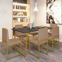 Ver imagem 2 de Conjunto Duas Cadeiras Sala Jantar Barcelona Base Dourado:capuccino