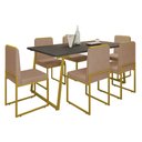 Ver imagem 3 de Conjunto Duas Cadeiras Sala Jantar Barcelona Base Dourado:capuccino