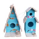 Ver imagem 1 de Kit Chalé e Mini Casinha de Dois Andares para Passarinho Feitas de Madeira - Jardim - Decoração