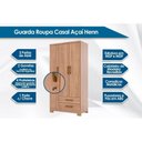 Ver imagem 2 de Guarda Roupa Solteiro 3 Portas e 2 Gavetas C/ Pés Açaí Da133 Branco/rosa - Henn