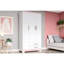 Ver imagem 1 de Guarda Roupa Solteiro 3 Portas e 2 Gavetas C/ Pés Açaí Da133 Branco/rosa - Henn