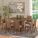 Ver imagem 1 de Conjunto Sala de Jantar Clarice Madesa Mesa Tampo de Madeira com 8 Cadeiras - Rustic/sintético Bege