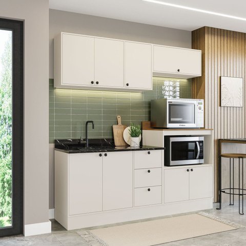 Cozinha Completa 4 Peças Rubi Off White Branco Yescasa