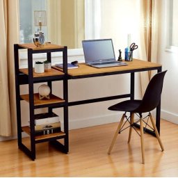 Mesa de Escritório Aço Ferro Robusta Cor Preto Mdf Claro Estilo Industrial Me-01 - 2