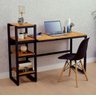 Mesa de Escritório Aço Ferro Robusta Cor Preto Mdf Claro Estilo Industrial Me-01 - 1