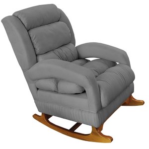 Poltrona Amamentação Liz de Balanço Suede Cinza - Dominic Decor