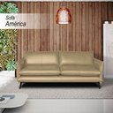 Ver imagem 2 de Sofá Decorativo Sala de Estar América 4 Lugares 260cm Couro Bege - Mozzelar