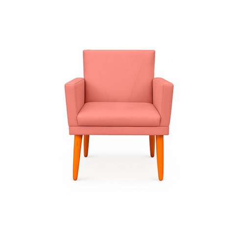 Poltrona Cadeira para Sala Confortável e Minimalista Paris em Suede Rose
