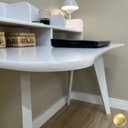 Ver imagem 3 de Escrivaninha Moderna com Nicho Mesa de Estudos para Home Office - Branca