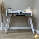 Ver imagem 3 de Escrivaninha Moderna com Nicho Mesa de Estudos para Home Office - Branca