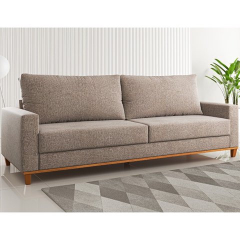 Estofado Living 4 Lugares Columbia 2,2m Linho Kaki - Casa Giulia