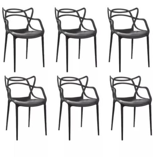 Kit 6 Cadeiras de Jantar Allegra Preta - 1