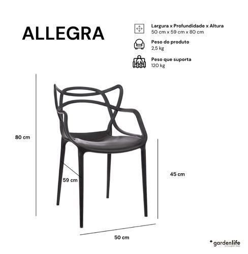 Kit 6 Cadeiras de Jantar Allegra Preta - 8