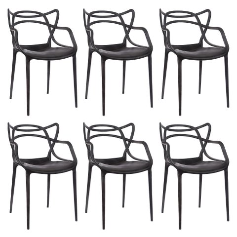 Kit 6 Cadeiras de Jantar Allegra Super Resistente Empilhável  Garden Life Cor Preto