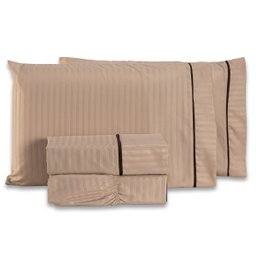 Jogo de Cama Lençol Mônaco Fitado com Fronhas King 04 Peças - Tecido Listrado Percal 300 Fios Acetin - 1