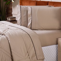 Jogo de Cama Lençol Mônaco Fitado com Fronhas King 04 Peças - Tecido Listrado Percal 300 Fios Acetin - 2
