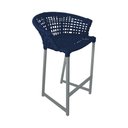 Ver imagem 2 de Conjunto Bistrô Champanheira Cinza Tampo Ripado e 2 Banquetas Reis Corda Náutica Azul Marinho