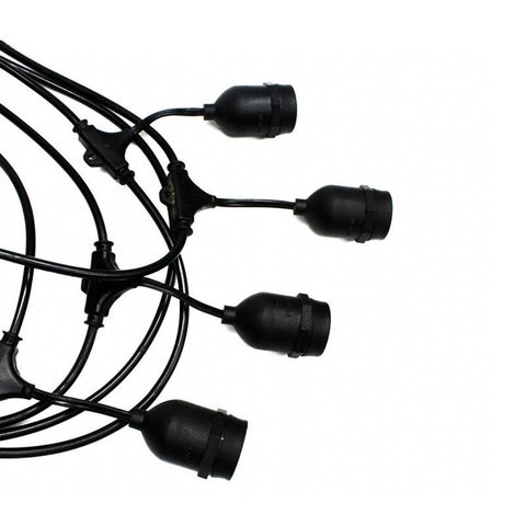 Cordão de Luzes Taschibra Cipro para 8 Lâmpadas E27 com Prolongador Preto Bivolt