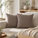 Ver imagem 1 de Kit 2 Capa Almofada Linho Macio Luxo 45x45 Decorativa Ziper:Marrom