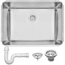 Ver imagem 1 de Cuba Profissional Tramontina Dritta Pro Inox Acabamento Scotch Brite 70x50 Cm com Válvula e Sifão