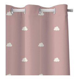 Cortina Infantil Nuvem Rosa E Branca Tecido Premium 2,6x1,5m - 3