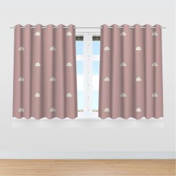 Cortina Infantil Nuvem Rosa E Branca Tecido Premium 2,6x1,5m - 2
