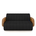 Ver imagem 4 de Sofá Decorativo Living Sala de Estar Bornéu 148cm Pés de Madeira Pu/veludo Caramelo/preto G33 - Gran