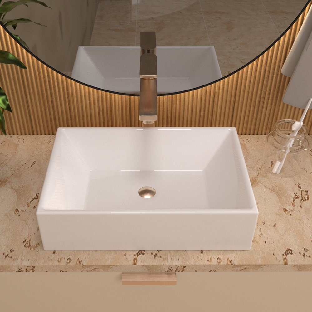 Cuba Pia Sobrepor Banheiro Lavabo Retangular Torino Branco - 2